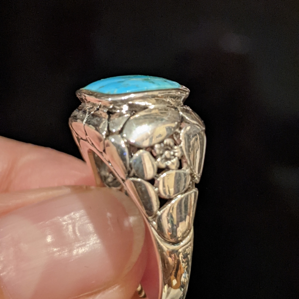Kingman Turquoise .925 Silver Ring, size 8.5 - Picture 11 of 16